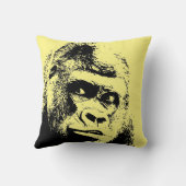 白黒ポップ・アートのアートゴリラ クッション (裏面)