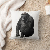 白黒ポップ・アートのアートゴリラ クッション (ブランケット)