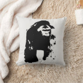 白黒ポップ・アートのアートゴリラ クッション (ブランケット)