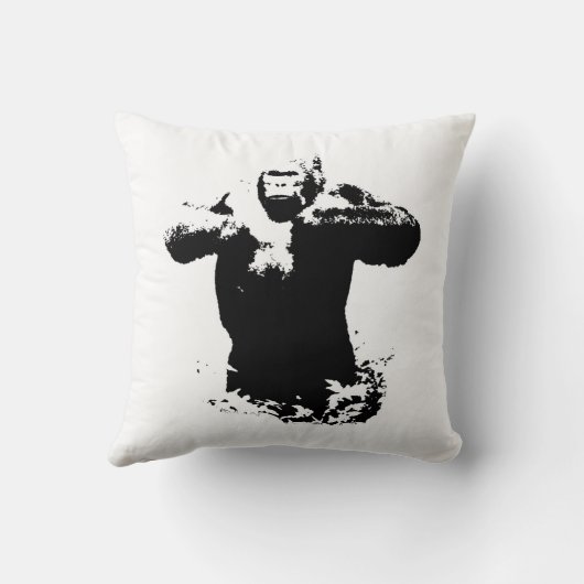 白黒ポップ・アートのアートゴリラ クッション (裏面)
