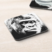 白黒ポップ・アートのアートゴリラ コースター (左側)