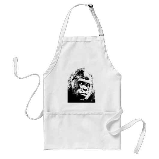 白黒ポップ・アートのアートゴリラ スタンダードエプロン (正面)