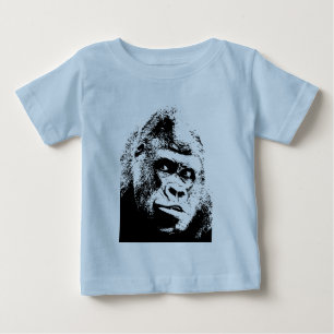 白黒ポップ・アートのアートゴリラ ベビーTシャツ