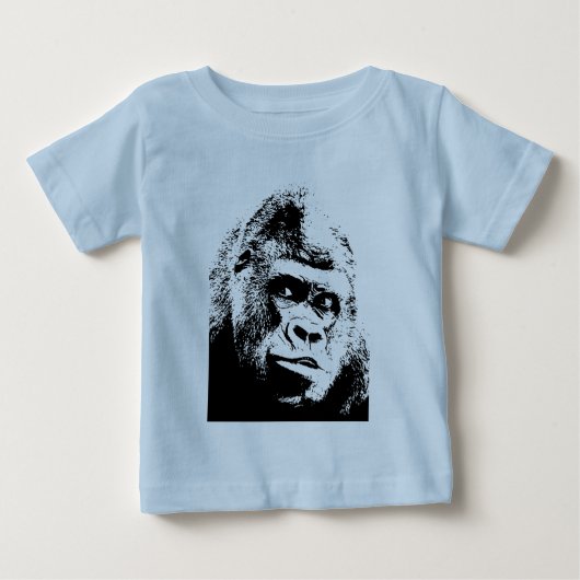 白黒ポップ・アートのアートゴリラ ベビーTシャツ (正面)