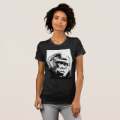 白黒ポップ・アートのアートゴリラ Tシャツ (正面フル)