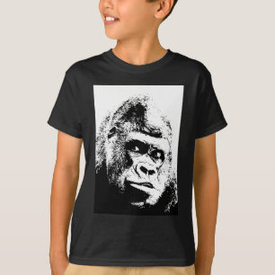 白黒ポップ・アートのアートゴリラ Tシャツ