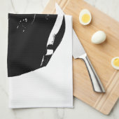 白黒ポップ・アートのアートサッカーヘルメット キッチンタオル (四つ折り)