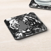 白黒ポップ・アートのアートタイガー コースター (左側)