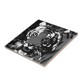 白黒ポップ・アートのアートタイガー タイル (側面)