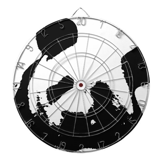 白黒ポップ・アートのアートパンダ ダーツボード (正面)