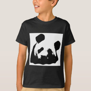 白黒ポップ・アートのアートパンダ Tシャツ