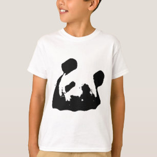 白黒ポップ・アートのアートパンダ Tシャツ
