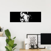 白黒ポップ・アートのアートライオンドアポスター ポスター (ホームオフィス)