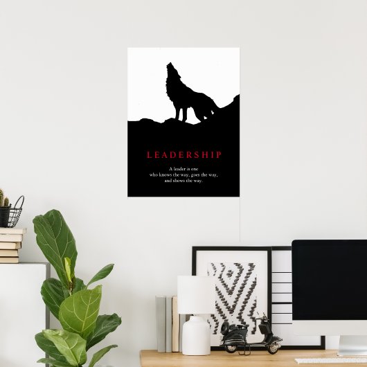 白黒ポップ・アートのアートリーダーシップウルフポスター ポスター (ホームオフィス)