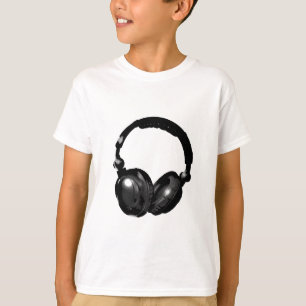 白黒ポップ・アートのヘッドフォン Tシャツ
