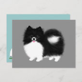 白黒ポメラニア犬はがき ポストカード (正面/裏面)