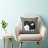 白黒ポメラニア犬ハッピーフワフワ犬 クッション (椅子)