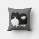 白黒ポメラニア犬ハッピーフワフワ犬 クッション (裏面)