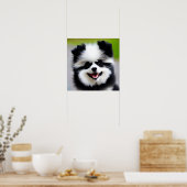 白黒ポメラニア犬ポスター ポスター (キッチン)