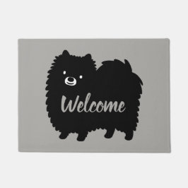 白黒ポメラニア犬 |かわいいポミエ犬 ドアマット