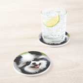 白黒ポメラニア犬 コースター (側面)