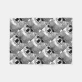 白黒ポメラニア犬 フリースブランケット (正面(横))