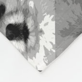 白黒ポメラニア犬 フリースブランケット (角)