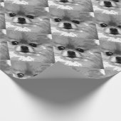 白黒ポメラニア犬 ラッピングペーパー (角)