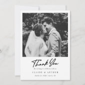白黒ポラロイド写真の結婚式 サンキューカード (正面)