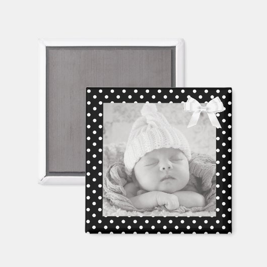 白黒ポルカ写真点々のあるマグネット マグネット (正面/裏面)
