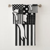 白黒ポルクトストライプー浴室タオルセット バスタオルセット (インサイチュ)