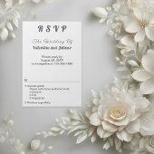 白黒ポートレート形式ウェディングRSVP 出欠カード
