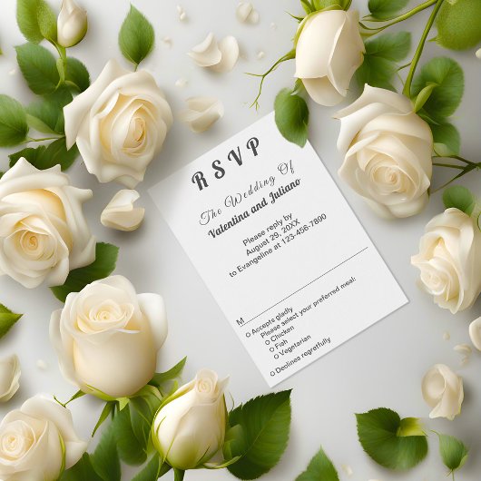 白黒ポートレート形式ウェディングRSVP 出欠カード