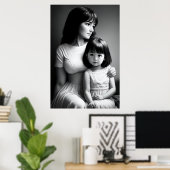 白黒ポートレート母と娘 | AI Art ポスター (ホームオフィス)