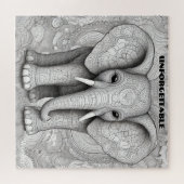 白黒ポートレート詳細エレファントアート ジグソーパズル (横)