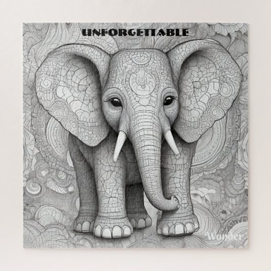 白黒ポートレート詳細エレファントアート ジグソーパズル (縦)