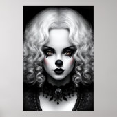 白黒ポートレート雌ピエロ | AI Art ポスター (正面)
