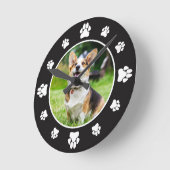 白黒ポープリントあなたのペットの写真を追加 ラウンド壁時計 (傾斜)