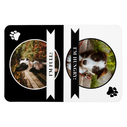 白黒ポープリントドッグ食べ物を与えが写真 マグネット (横)