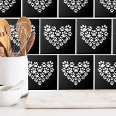 白黒ポープリントハート タイル