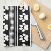 白黒ポープリントパターンのキッチンタオル キッチンタオル (四つ折り)