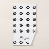 白黒ポープリントパターンモノグラム名前をカスタムする バスタオルセット (ハンドタオル)