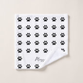 白黒ポープリントパターンモノグラム名前をカスタムする バスタオルセット (ウォッシュタオル)