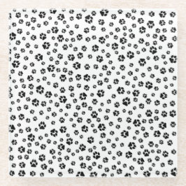 白黒ポープリントパターン ガラスコースター