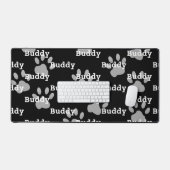 白黒ポープリントパーソナライズされたドッグ名 デスクマット (キーボード&マウス)