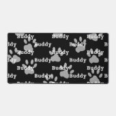 白黒ポープリントパーソナライズされたドッグ名 デスクマット (正面)