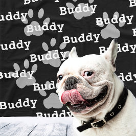 白黒ポープリントパーソナライズされたドッグ名 フリースブランケット