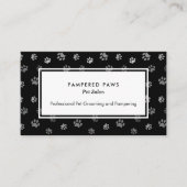 白黒ポープリントプロフェッショナルペットサロン 名刺 (正面)