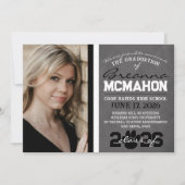 白黒ポープリント卒業発表 招待状 (正面)