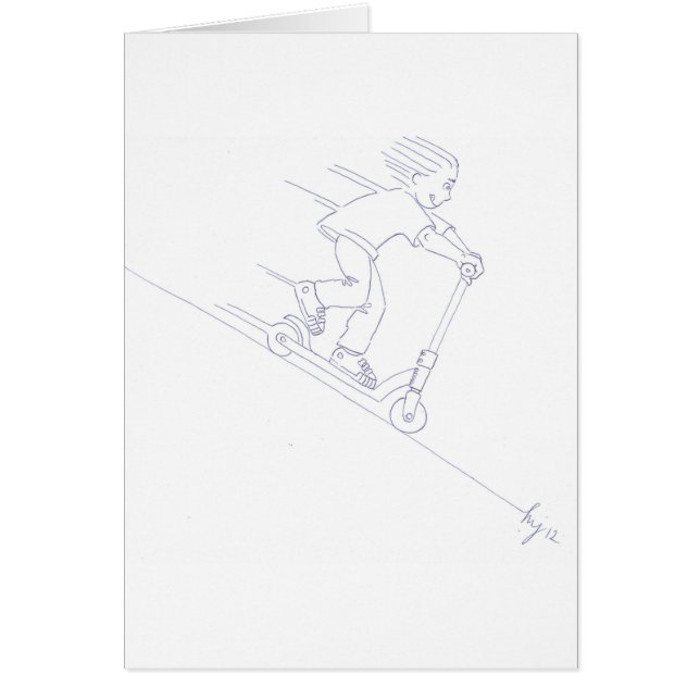 白黒マイクロスクーターのmicroscooterの漫画 (正面)